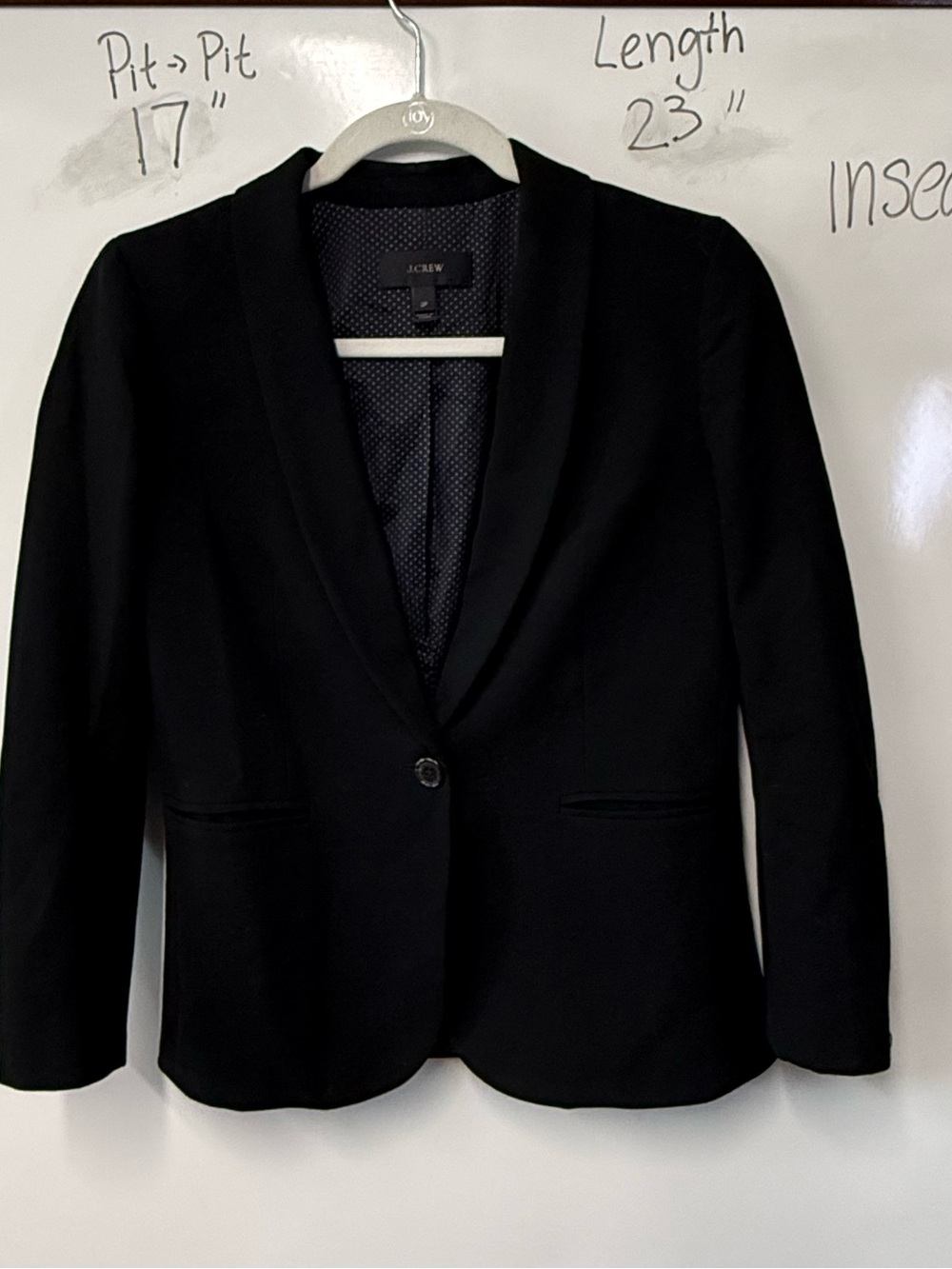 J. Crew Black Women's Tailored Single-Button wool Blazer size 2p workwear